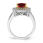 14k Two-Tone 1/2 carat Lab Grown Diamond VS/SI+ G+ and Lab Created Ruby Fashion Ring
